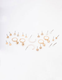 Gold Flower & Heart Earring 12-Pack - link has visual effect only