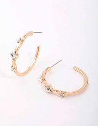 Gold Square Diamante Encased Hoop Earrings - link has visual effect only