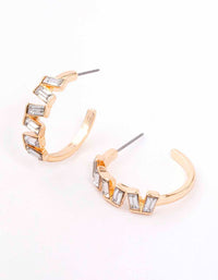 Gold Jagged Baguette Hoop Earrings - link has visual effect only