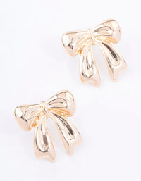 Gold Chubby Bow Stud Earrings - link has visual effect only