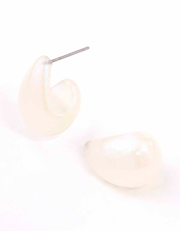 Acrylic Marble Droplet Huggie Earrings