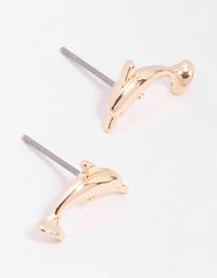 Gold Dolphin Stud Earrings - link has visual effect only