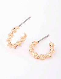 Gold Rope Twisted Huggie Earrings - link has visual effect only