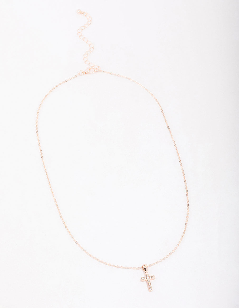 Rose Gold Diamante Cross Short Necklace