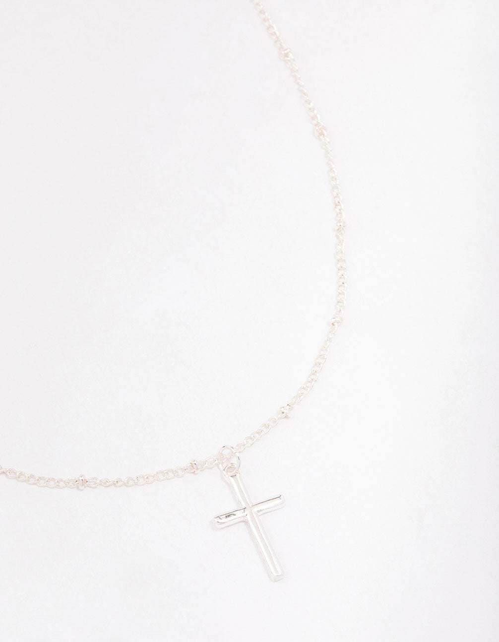 Silver Classic Cross Ball Chain Necklace