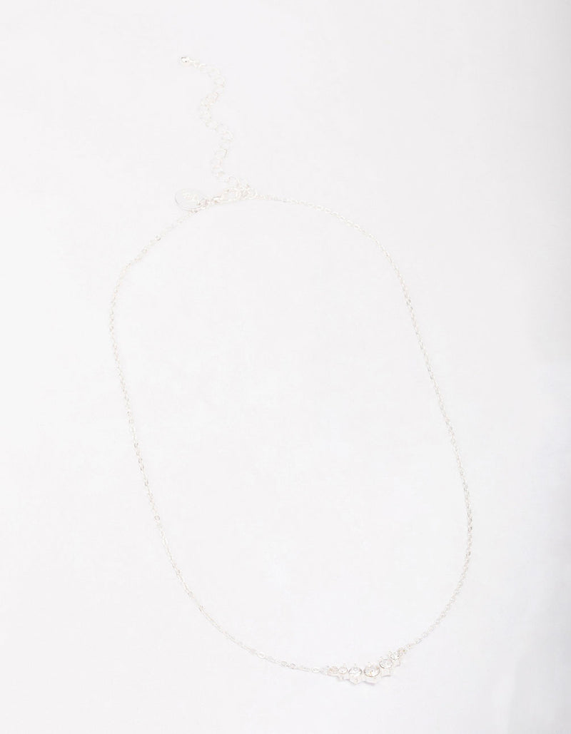 Silver Graduating Diamante Chain Necklace - Lovisa