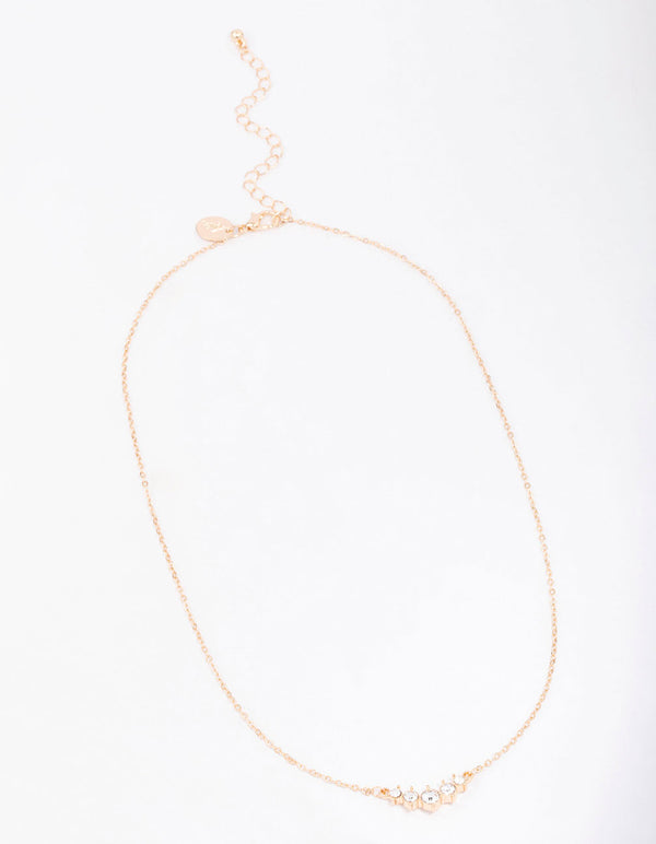 Gold Graduating Diamante Chain Necklace