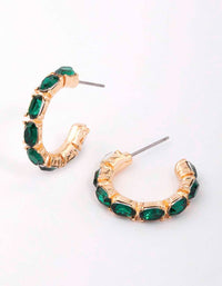 Green Encased Oval Diamante Hoop Earrings - link has visual effect only