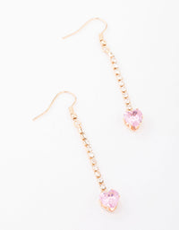 Pink Diamante Heart Cup Chain Drop Earrings - link has visual effect only