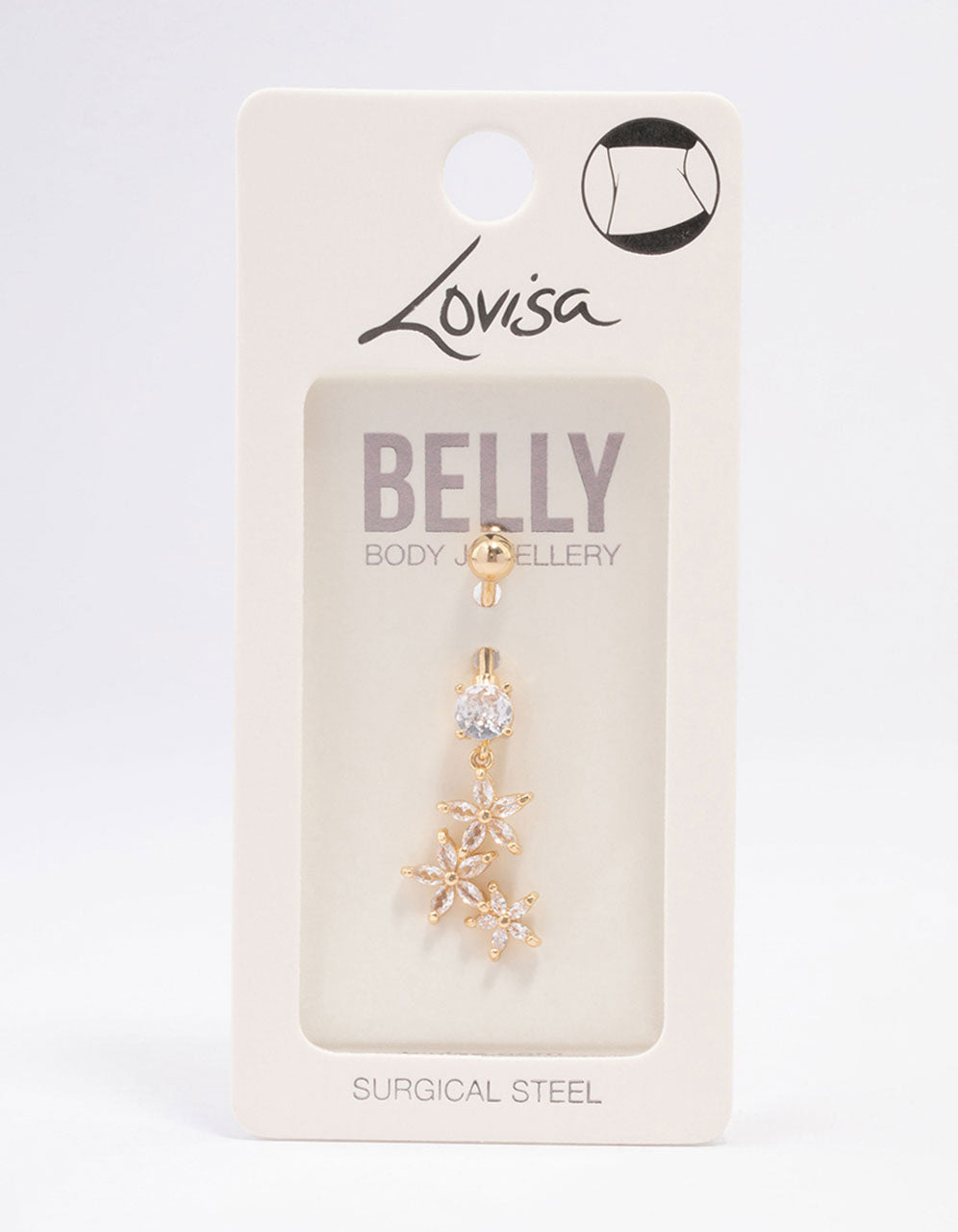Gold Plated Surgical Steel Graduating Flower Drop Belly Ring