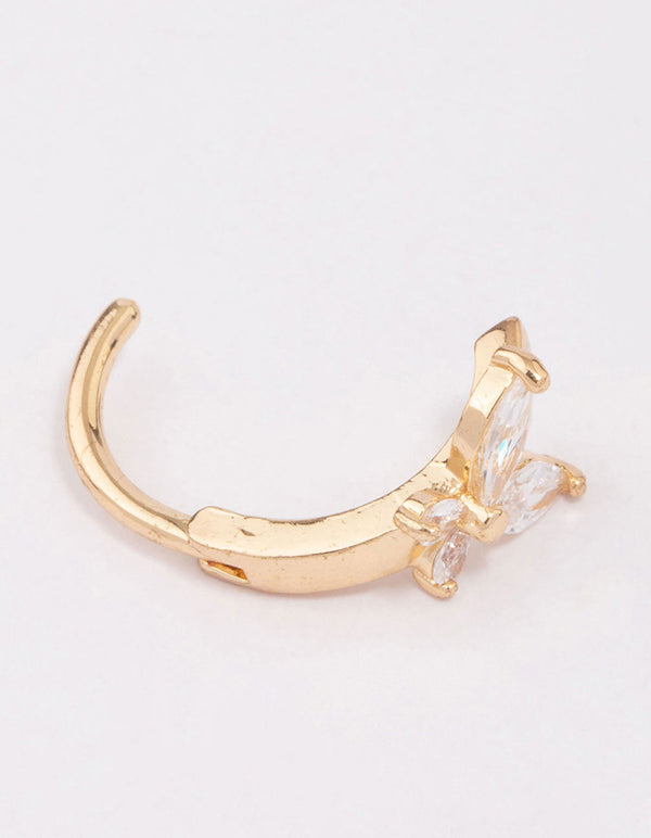 Gold Plated Surgical Steel Butterfly Curve Belly Ring