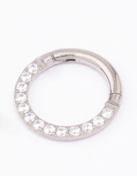 Titanium Cubic Zirconia Clicker Ring 7mm - link has visual effect only