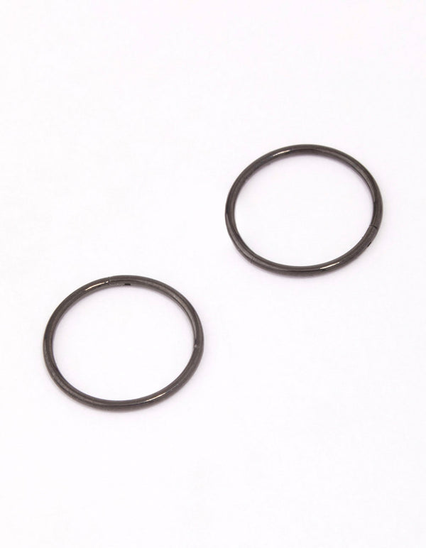 Black Coated Titanium Fine Sleeper Earrings 10mm