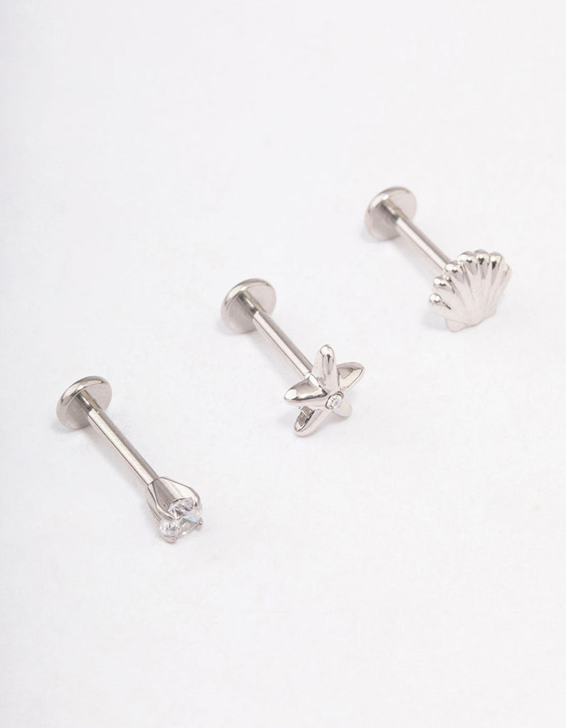 Surgical Steel Sea Shell Flat Back 3-Pack - Lovisa