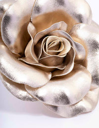 Silver Large Metallic Corsage Flower Hair Claw Clip - link has visual effect only