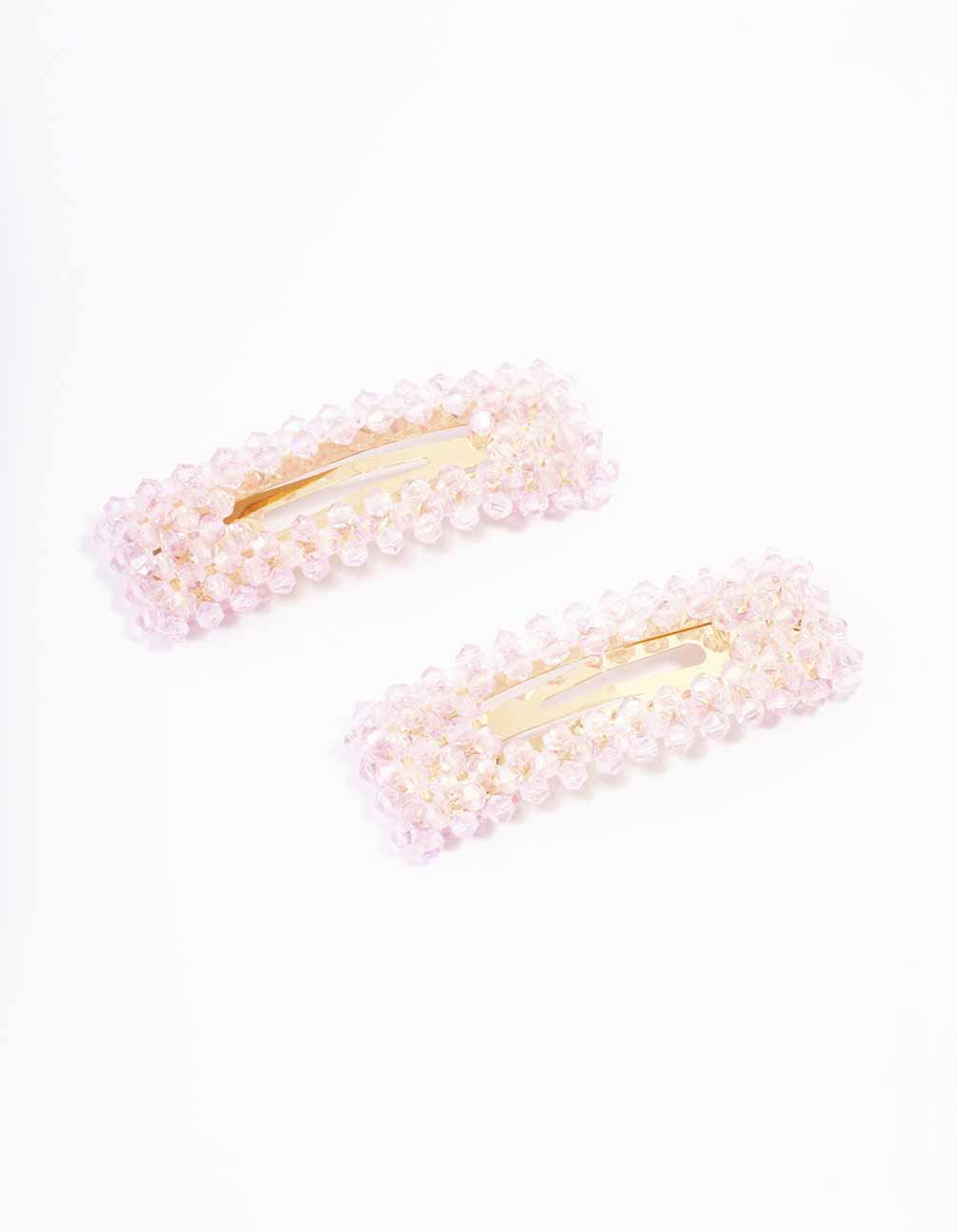 Pink Facet Beaded Hair Clip Pack