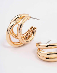 Gold Triple Illusion Hoop Earrings - link has visual effect only