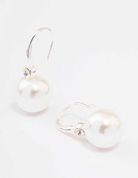 Silver Classic Diamante & Pearl Hook Drop Earrings - link has visual effect only