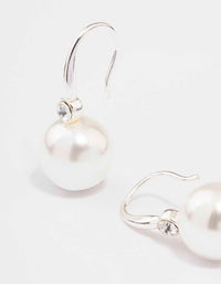 Silver Classic Diamante & Pearl Hook Drop Earrings - link has visual effect only