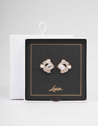 Rose Gold Rectangle Diamante Marquise Stud Earrings - link has visual effect only