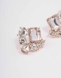 Rose Gold Rectangle Diamante Marquise Stud Earrings - link has visual effect only
