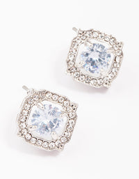 Rhodium Encased Diamante Stud Earrings - link has visual effect only