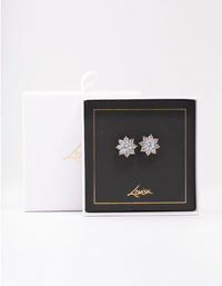 Silver Diamante Flower Stud Earrings - link has visual effect only