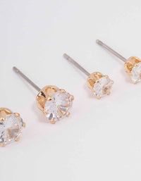 Gold Hexagon Diamante Stud Earring Pack - link has visual effect only