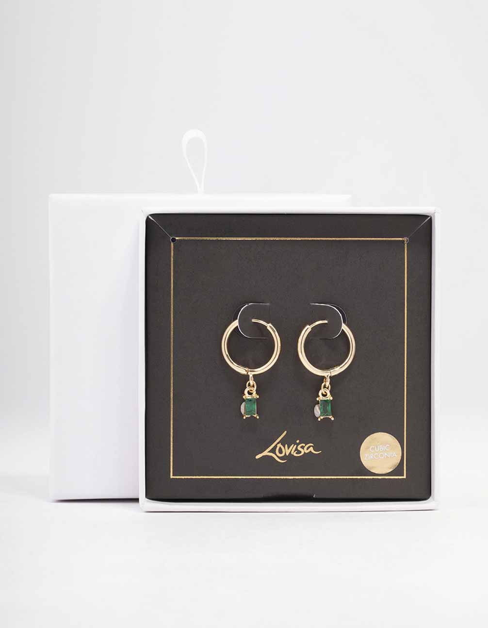 Gold Baguette Drop Huggie Earrings