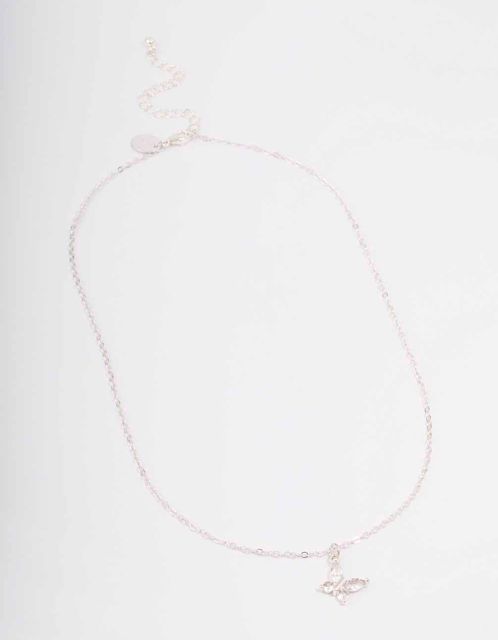Silver Asymmetrical Butterfly Necklace