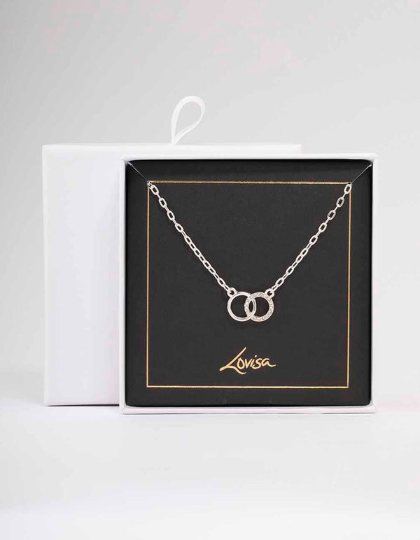 Silver Linked Diamante Circle Necklace