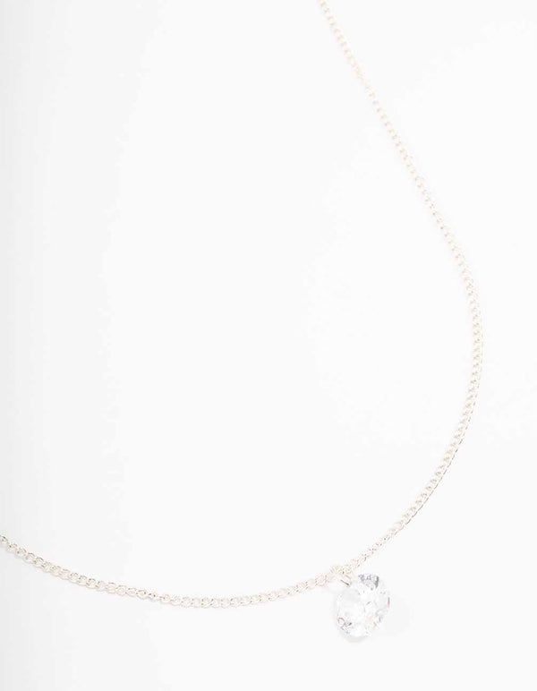 Silver Large Floating Diamante Necklace