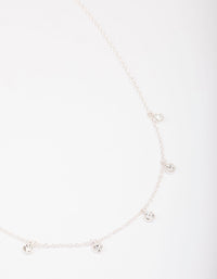 Silver Bezel Diamante Droplet Necklace - link has visual effect only