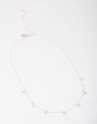 Silver Bezel Diamante Droplet Necklace - link has visual effect only