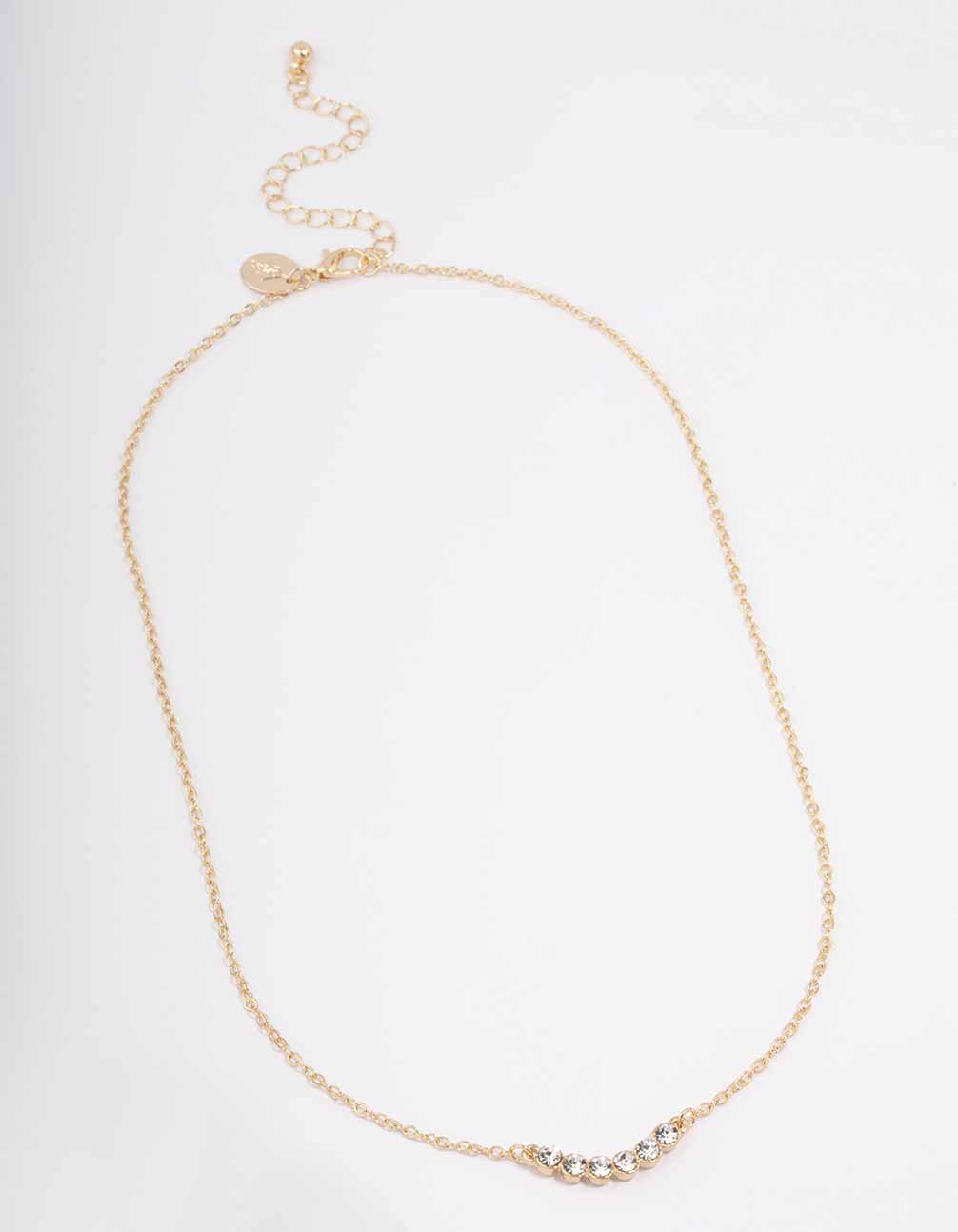 Gold Linear Bezel Diamante Necklace
