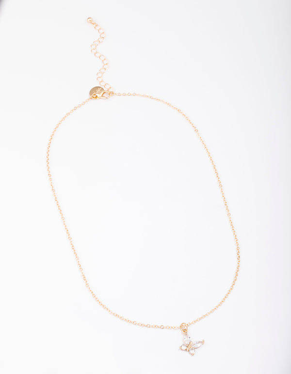 Gold Asymmetrical Butterfly Necklace