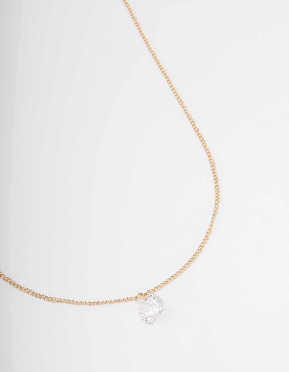 Gold Large Floating Diamante Necklace