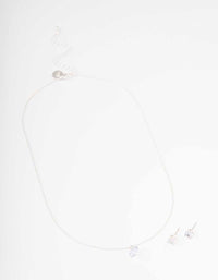 Silver Floating Cubic Zirconia Drop Jewellery Set - link has visual effect only