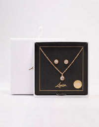Gold Bezel Diamante Jewellery Set - link has visual effect only