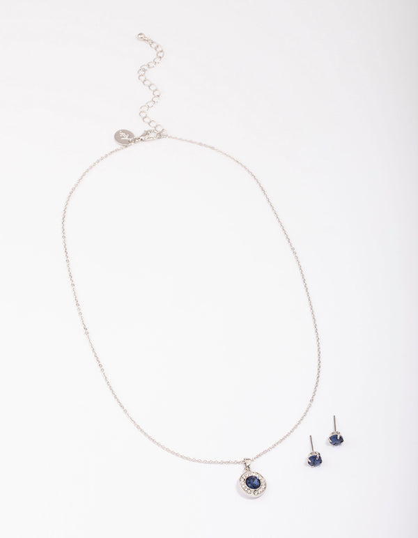 Silver Diamante Halo Jewellery Set