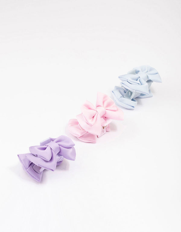 Pastel Bow Small Hair Claw Clip 3-Pack