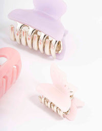 Pink & Lilac Butterfly Hair Claw Clip 3-Pack - link has visual effect only