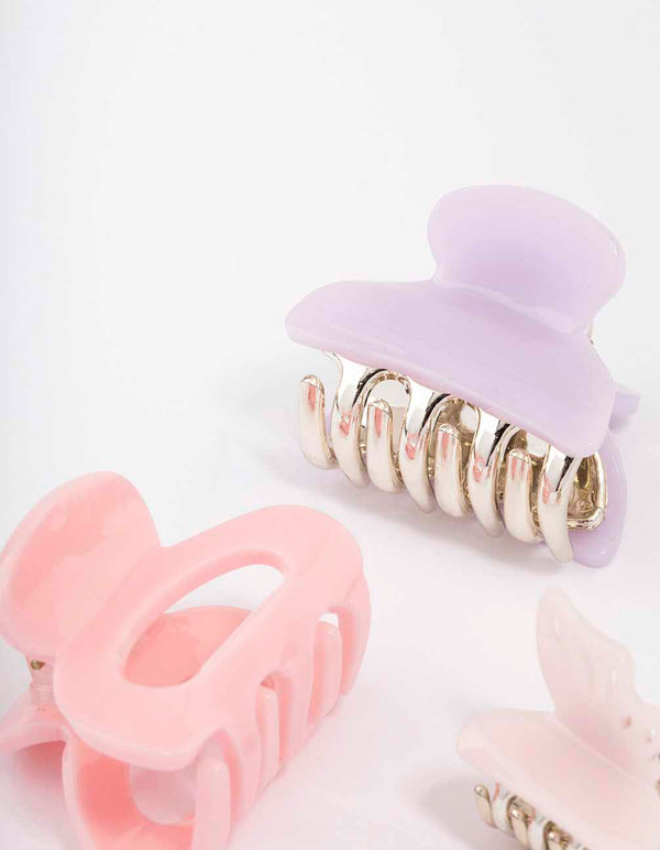 Pink & Lilac Butterfly Hair Claw Clip 3-Pack