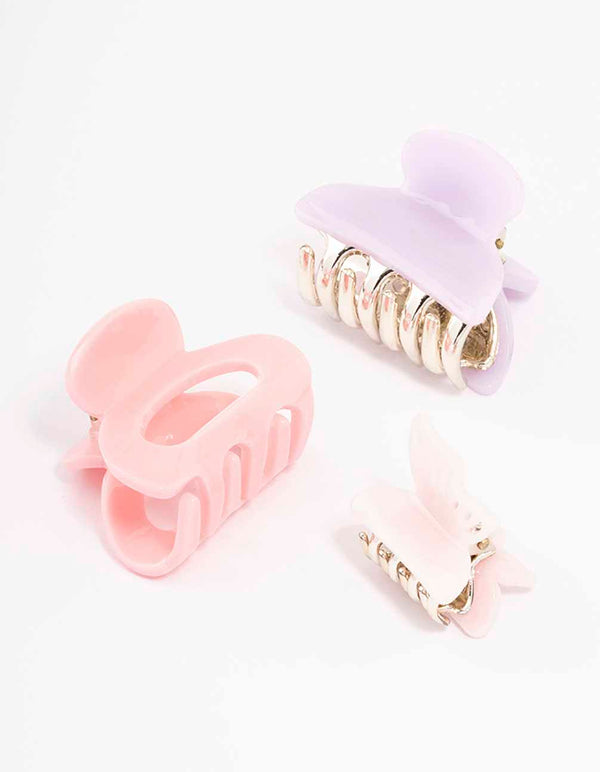 Pink & Lilac Butterfly Hair Claw Clip 3-Pack