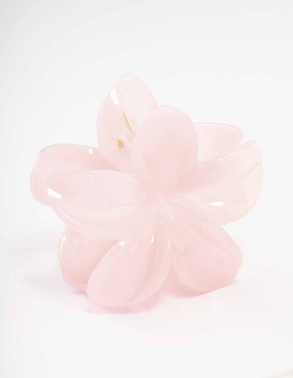Pink Plain Hibiscus Hair Claw Clip
