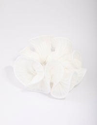 White Fabric Pleated Hair Scrunchie - link has visual effect only