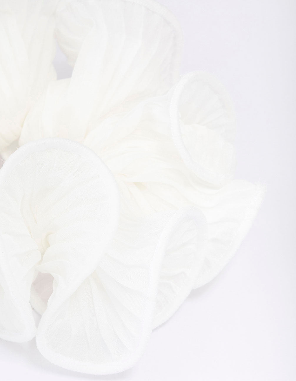 White Fabric Pleated Hair Scrunchie