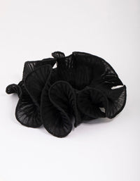 Black Fabric Pleated Floral Hair Scrunchie - link has visual effect only