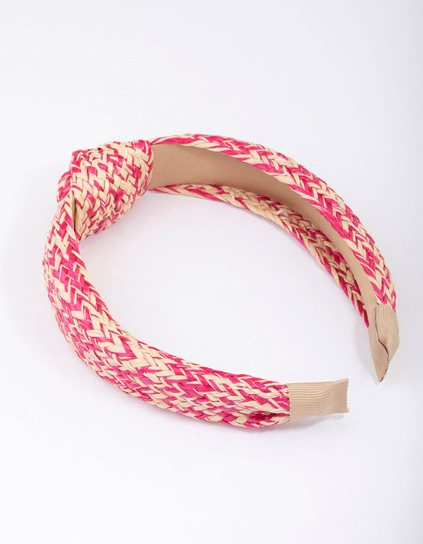 Pink Fabric Wave Twisted Knotted Headband