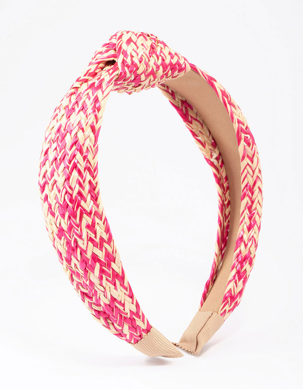 Pink Fabric Wave Twisted Knotted Headband